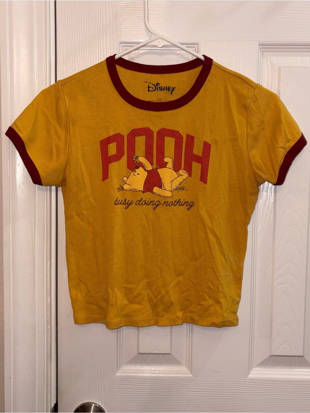 Disney Mustard Yellow & Burgundy Winnie the Pooh Ringer Tee